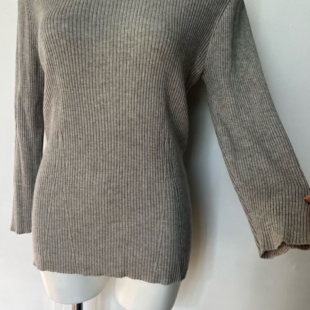 Escada Ribbed Cashmere Silk Mock Neck Sweater - Picture 4 of 12
